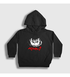 Presmono Unisex Çocuk Siyah Guts Anime Berserk Kapüşonlu Sweatshirt 126018tt