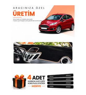 FORD FİESTA (2008-2017) Uyumlu Torpido Koruma Örtüsü Oto Kılıfı - Siyah Bej