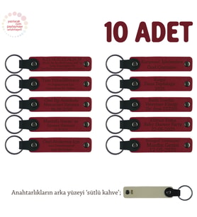 Firma Lansmanında Dağıtılmak Üzere, 10'lu Set, Kişiselleştirilebilir Anahtarlık, Kırmızı & S Kahve