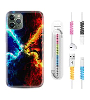 Apple iPhone 11 12 13 14 Pro Max Kılıf Kablo Koruma Spiral Silikon Red Blue Leon 1714