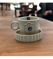 Altın Yaldız Çiçek Nazar Fincan Mug (Karışık)