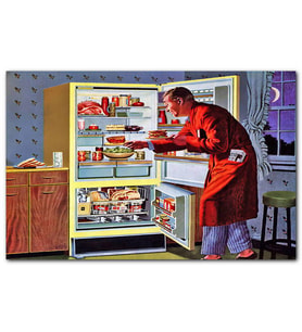 Cakatablo Vintage Buzdolabı ve Ropdöşambırlı Adam MDF Tablo