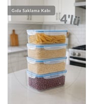 4'lü Vakumlu Saklama Kabı Seti Hava Almaz BPA Free Kilitlenebilir Gıda Erzak Kabı 4 L