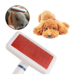 Kedi Köpek Tüy Tarama Fırçası Telli Beyaz Tüy Toplama Pire Tarağı (Beyaz - Kırmızı)