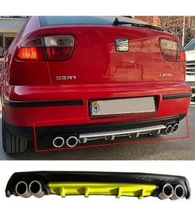 Seat Leon Mk1 Sarı Difüzör Çiftli Yuvarlak Egzoz Görünümlü D Tip Difizör