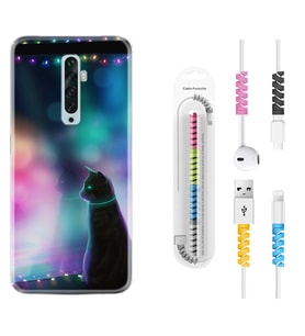Oppo Reno 2Z 4 Lite 4 Pro 5 6 7 A31 Kılıf Kablo Koruma Spiral Silikon Window Cat 1787