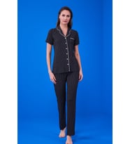 Pjs 23134 Kadın Çizgili Düğmeli Pijama Takım