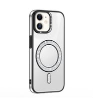 Apple iPhone 11 Uyumlu Kılıf Pırlanta Taş Tasarımlı M-safe Şarj Özellikli Zore Karetta Silikon Kapak (Siyah)