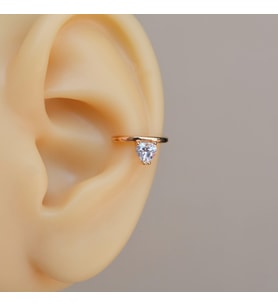 Rose Gold Renk Tektaş Earcuff Sıkıştırma Kıkırdak Küpesi Delik Gerektirmez (Çok Renkli)