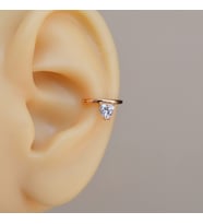 Rose Gold Renk Tektaş Earcuff Sıkıştırma Kıkırdak Küpesi Delik Gerektirmez (Çok Renkli)