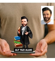 Kişiye Özel Avukat Karikatürlü 18 cm MDF Masaüstü Biblo - Avukat Hediyesi Avukata ve Hukukçuya Hediye