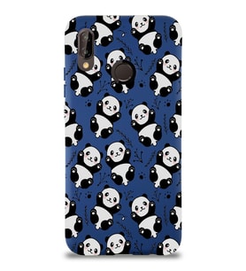 Xiaomi Redmi Note 7 Pro Uyumlu Lansman Kılıf Panda Tasarımlı İçi Kadife Kapak-Lacivert (Şeffaf)