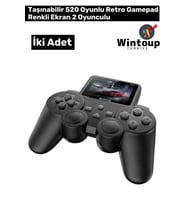 Mini Nostalji Mario Atari Sup Taşınabilir 520 Oyunlu Mini Atari Oyun Konsolu Siyah 2 Adet