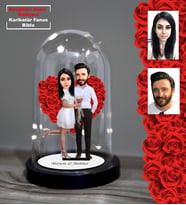 KİŞİYE ÖZEL SEVGİLİLER GÜNÜ HEDİYESİ GELİN DAMAT IŞIKLI KARİKATÜR FANUS BİBLO FN38