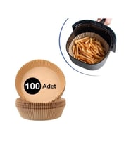 100 Adet  Air Fryer Pişirme Kağıdı Tek Kullanımlık  Yağlı Kağıdı Yuvarlak Tabak Model (5343)