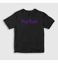 Presmono Unisex Çocuk Siyah Logo Deep Purple T-Shirt 60547tt