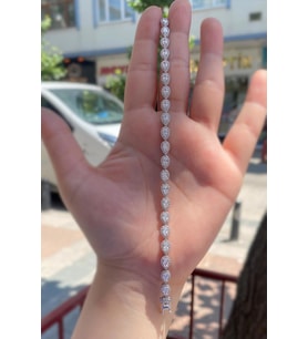 Gümüş beyaz damla taşlı bayan bileklik pr2523sd