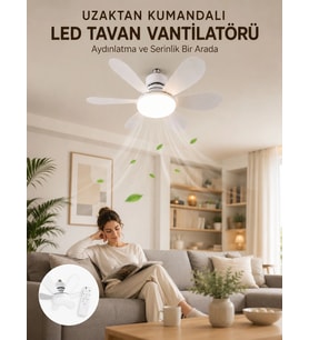 Yüksek Aydınlatma Performansına Sahip Led Tavan Fanı Sessiz Çalışma Güçlü Esinti Ve Uzaktan Kumanda