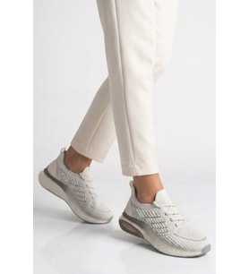 Voyager Beyaz Geniş Kalıp Anorak Hafızalı Rahat Tabanlı Kadın Yürüyüş ve Spor Ayakkabı Sneaker B264 Z