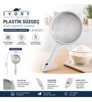 IVORY PLASTİK SAPLI METAL SÜZGEÇ 18 CM (Karışık Renkli)