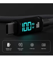 BIX 1metre BX09CC-BK 100w Dijital Ekranlı Şarj Kablosu Siyah