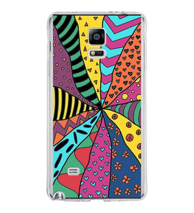 PrintiFy Samsung Galaxy Note 4 ile Uyumlu 1mm Slim Fit Retro Colors 4 Baskılı Şeffaf  Kılıf