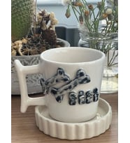 Kemik Figürlü  İsimli Kupa Mug (Krem)
