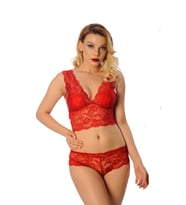 Kırmızı Bralet Dantelli Sütyen Takım 2' Li - 6255
