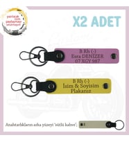 Motosikletçiye Hediye, İsim Plaka, B Rh (-) Kan Grubu Yazılı Acil Durum x2 Anahtarlık, Sarı-Pembe-SK (Çok Renkli)