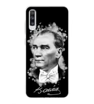 Samsung Galaxy A70s  Uyumlu Kapak Atatürk Tasarımlı Şeffaf Silikon Kılıf