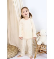 Basic Fitilli İnterlok Kumaş %100 Pamuk 1-5 Yaş Beyaz Bebek Pijama Takımı