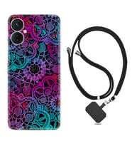 Tecno Spark 9T Kılıf Silikon Boyun Askılı İpli Desenli Silikon Colurful Mandala 1667