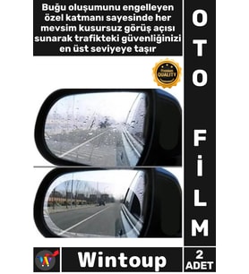 #OtoFilm Araba Yan Ayna Su İtici Buğu Önleyici Şeffaf Koruyucu Oto Ayna Yağmur Kaydırıcı Film 2 Adet