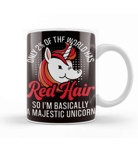 Red Hair Unicorn Magic Redhead Ginger Red Orange Haired Kupa Bardak Porselen