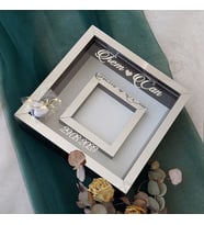 Ledli 25x25 Cm Fotoğraf Bölümlü Siyah-Gümüş Renk Verda Anı Çerçevesi-6 cm Derinlikli Anı Çerçevesi(Fotoğraf Hediye)