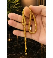 14 Ayar Altın Kaplama Tesbih - Greek Motif Tesbih - Kapsül Kesim Tesbih - Tesbih - Füzyon Tesbih