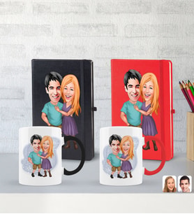 BK Gift Kişiye Özel Sevgililer Karikatürlü 2’li Defter Kupa Hediye Seti, Sevgiliye Hediye, Sevgililer Günü Hediyesi-6
