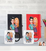 BK Gift Kişiye Özel Sevgililer Karikatürlü 2’li Defter Kupa Hediye Seti, Sevgiliye Hediye, Sevgililer Günü Hediyesi-6