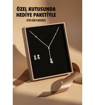 Özel Kutusunda Hediye Paketiyle Eunice Gümüş Kaplama  Su Yolu Düğün Takı Seti Kolye Küpe Hediye Set  Nişan Söz Nikah Takı Seti (Beyaz Gümüş)