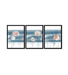 Line Art Kadın Silüeti Üçlü Çerçeveli Mdf Tablo Seti