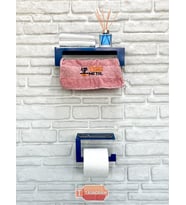 Metal Mavi 2'li Set 30cm Havlu Askılığı Ve Tuvalet Kağıdı Askılığı