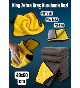 Technow King Zebra  50x70 cm 240 GSM Çift Taraflı Araç Oto Kurulama Temizlik  Bezi