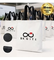 Logonuza Özel 10 Adet Ekonomik Siyah Saplı Çift Renk Bez Çanta 35x40 cm Baskılı Set