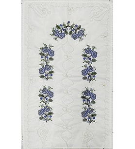 DİLEX Seccade Beyaz Etamin  Nakışlı Çeyizlik 120x73 cm (Ekru-Mavi)
