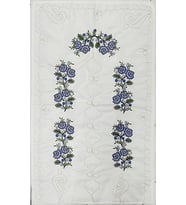 DİLEX Seccade Beyaz Etamin  Nakışlı Çeyizlik 120x73 cm (Ekru-Mavi)