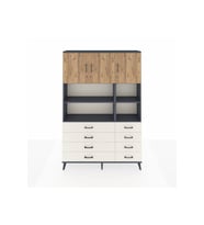 Arges Dolap 8 Raflı 8 Çekmeceli 3 Kapaklı 132x30x195 Antrasit-Çam/Aytaşı