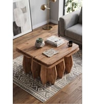 Orta Sehpa Ve Zigon Sehpa 5 li Set Modern Çok Amaçlı Salon Oturma Odası Yan Sehpa 9248 Atlantik Çam