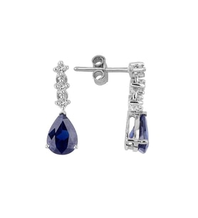 0.17 Karat Pırlantalı Damla Safir Küpe PE1791-3