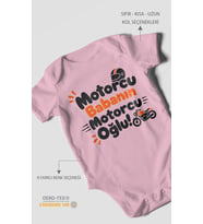 Motorcu babanın motorcu oğlu Kısa Kollu Bebek Body %100 Pamuk
