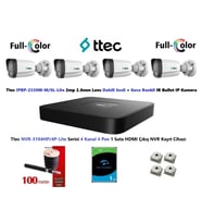 Ttec 2mp Dahili Sesli Ve Gece Renkli 4 Kameralı 1TB Disk Tak Çalıştır Hazır IP Kamera Seti (Beyaz)